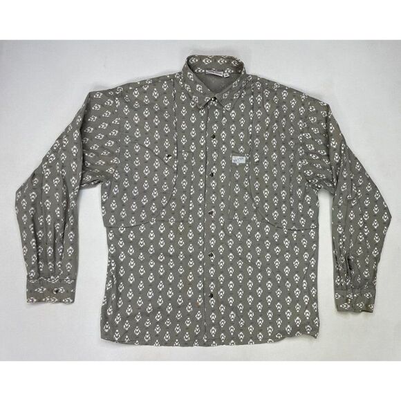 VINTAGE Guess George Marciano Print Snap Shirt Men Medium Long Sleeve 90s - Picture 1 of 10